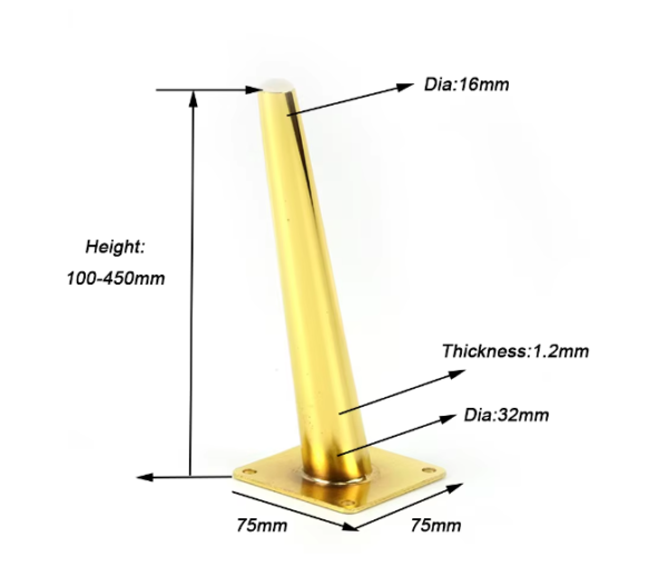 6019 - High Quality Pipe Pedestal Golden Furniture Legs - Image 2