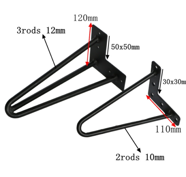 6022 - Mid Century Hairpin Coffee Table Legs with 3 Solid Rods 15 20 30cm Height Hairpin Leg - Image 2